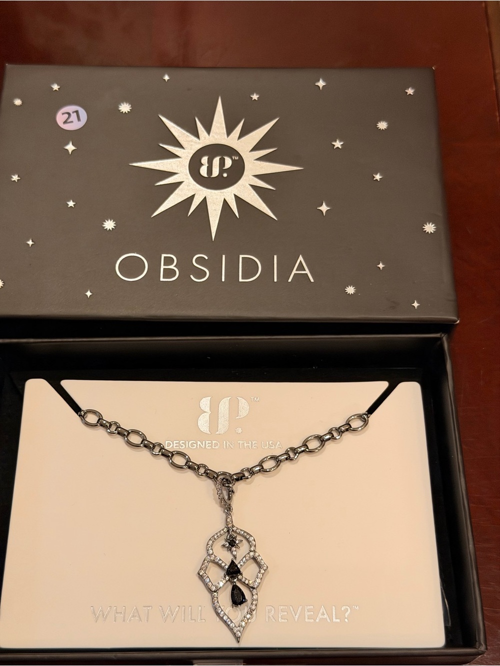 Bomb Party NWT! Obsidia Silver-Tone Necklace with Black Accent Stones